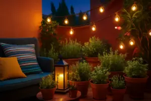 Angolo aromatico in terrazzo: come combinarlo con luci e colori per creare atmosfera unica